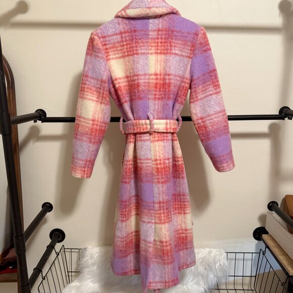 Anthropologie Hutch Pink & Purple Plaid Tie-Waist Coat Medium - Picture 13 of 16